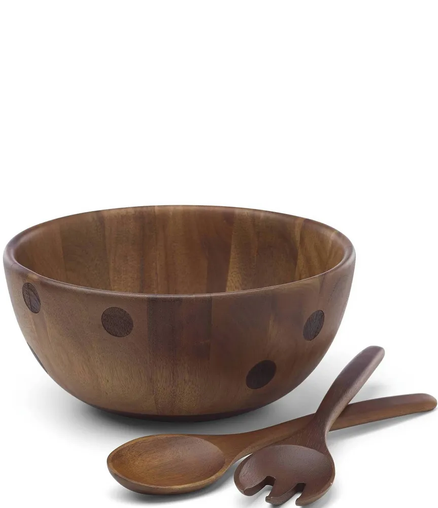 kate spade new york All in Good Taste Deco Dot Acacia Wood Salad Bowl with Servers