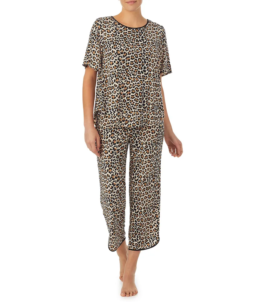 kate spade new york Animal Print Jersey Cropped Coordinating Pajama Set