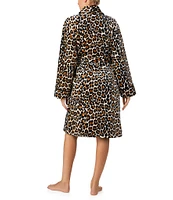 kate spade new york Animal Print Long Sleeve Shawl Collar Chenille Plush Robe