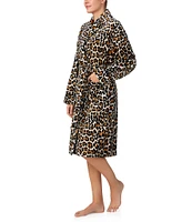 kate spade new york Animal Print Long Sleeve Shawl Collar Chenille Plush Robe