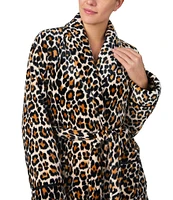 kate spade new york Animal Print Long Sleeve Shawl Collar Chenille Plush Robe