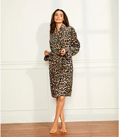 kate spade new york Animal Print Long Sleeve Shawl Collar Chenille Plush Robe