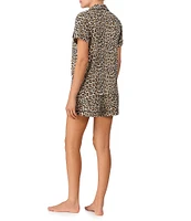 kate spade new york Animal Print Short Sleeve Notch Collar Knit Shorty Pajama Set