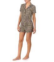 kate spade new york Animal Print Short Sleeve Notch Collar Knit Shorty Pajama Set