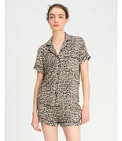kate spade new york Animal Print Short Sleeve Notch Collar Knit Shorty Pajama Set
