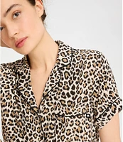 kate spade new york Animal Print Short Sleeve Notch Collar Knit Shorty Pajama Set