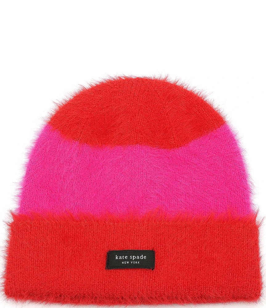 kate spade new york Awning Stripe Fuzzy Beanie