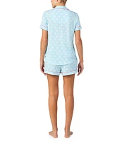 kate spade new york Blue Polka Dot Print Notch Collar Short Sleeve Knit Pajama Set