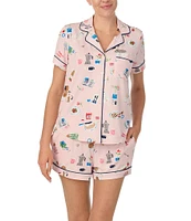 kate spade new york Brunch Date Print Short Sleeve Notch Collar Shorty Pajama Set