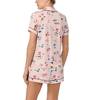 kate spade new york Brunch Date Print Short Sleeve Notch Collar Shorty Pajama Set