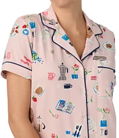 kate spade new york Brunch Date Print Short Sleeve Notch Collar Shorty Pajama Set