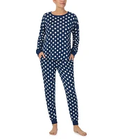 kate spade new york Brushed Sweater Jersey Long Sleeve Round Neck Dotted Pajama Set