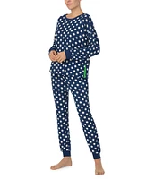 kate spade new york Brushed Sweater Jersey Long Sleeve Round Neck Dotted Pajama Set