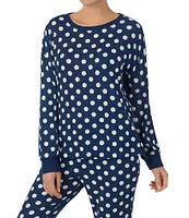 kate spade new york Brushed Sweater Jersey Long Sleeve Round Neck Dotted Pajama Set