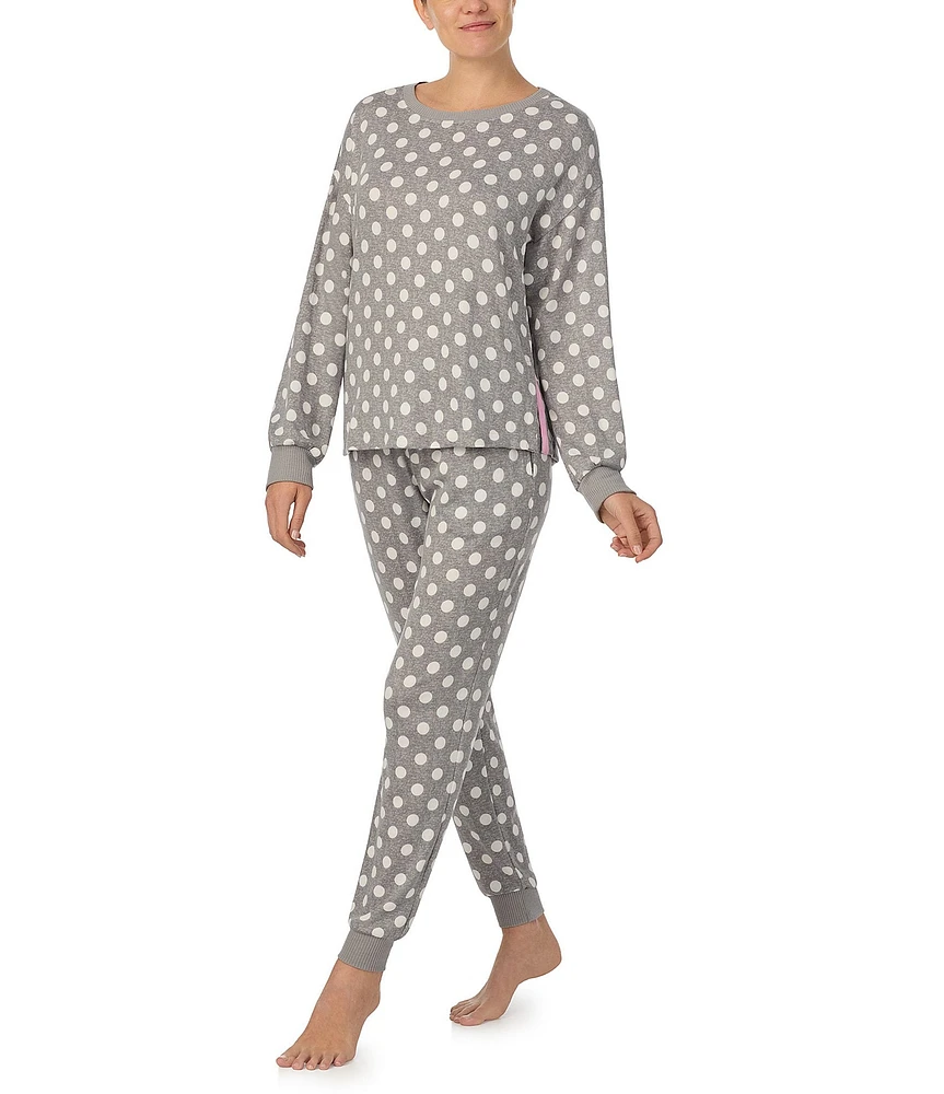 kate spade new york Brushed Sweater Jersey Long Sleeve Round Neck Dotted Pajama Set