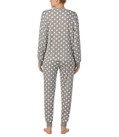 kate spade new york Brushed Sweater Jersey Long Sleeve Round Neck Dotted Pajama Set