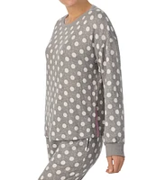 kate spade new york Brushed Sweater Jersey Long Sleeve Round Neck Dotted Pajama Set