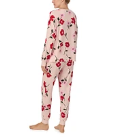 kate spade new york Brushed Sweater Jersey Long Sleeve Round Neck Floral Print Pajama Set