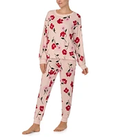 kate spade new york Brushed Sweater Jersey Long Sleeve Round Neck Floral Print Pajama Set