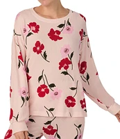 kate spade new york Brushed Sweater Jersey Long Sleeve Round Neck Floral Print Pajama Set