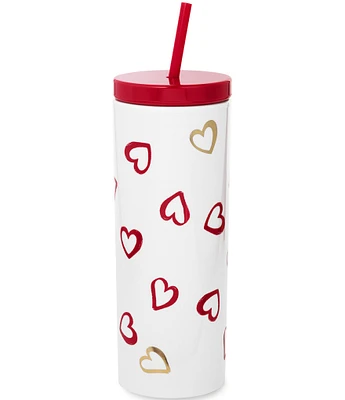 kate spade new york Brushstroke Hearts Tumbler With Straw