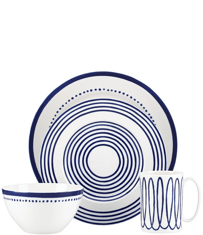 kate spade new york Charlotte Street Blue Porcelain 4-Piece Place Setting