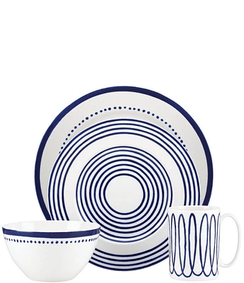 kate spade new york Charlotte Street Blue Porcelain 4-Piece Place Setting