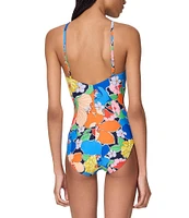 kate spade new york Coastal Floral High Neck Halter One Piece Swimsuit