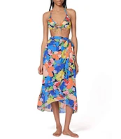 kate spade new york Coastal Floral Multi Ruffle Wrap Pareo Swim Cover-Up
