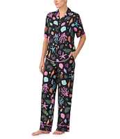 kate spade new york Coral Cove Print Short Sleeve Notch Collar Woven Pajama Set