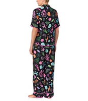 kate spade new york Coral Cove Print Short Sleeve Notch Collar Woven Pajama Set
