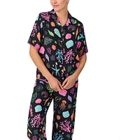 kate spade new york Coral Cove Print Short Sleeve Notch Collar Woven Pajama Set