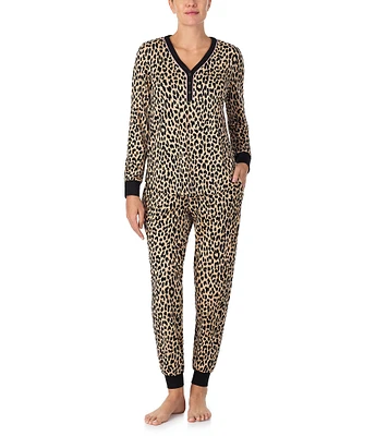 kate spade new york Cozy Jersey Animal Print Long Sleeve Henley Pajama Set