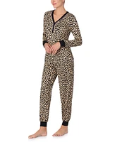 kate spade new york Cozy Jersey Animal Print Long Sleeve Henley Pajama Set