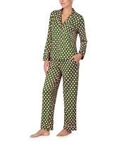 kate spade new york Cozy Jersey Cheerful Dot Print Long Sleeve Notch Collar Holiday Pajama Set