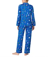 kate spade new york Cozy Jersey Nutcracker Print Long Sleeve Notch Collar Holiday Pajama Set