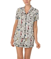 kate spade new york Crossword Puzzle Print Short Sleeve Notch Collar Shorty Pajama Set