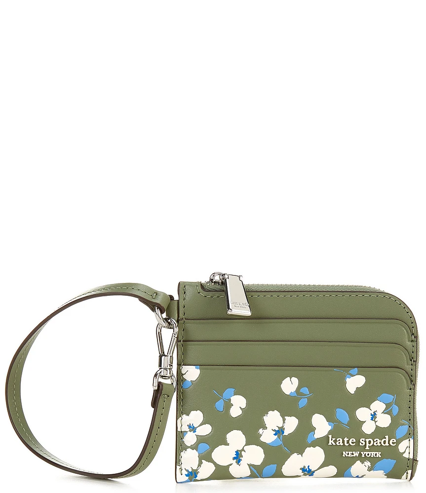 kate spade new york Devin Painterly Bouquet Embossed Leather Coin Card Case Wristlet