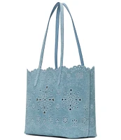 kate spade new york Do It All Spade Flower Perforated Denim Suede Large Tote Bag