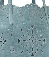 kate spade new york Do It All Spade Flower Perforated Denim Suede Large Tote Bag