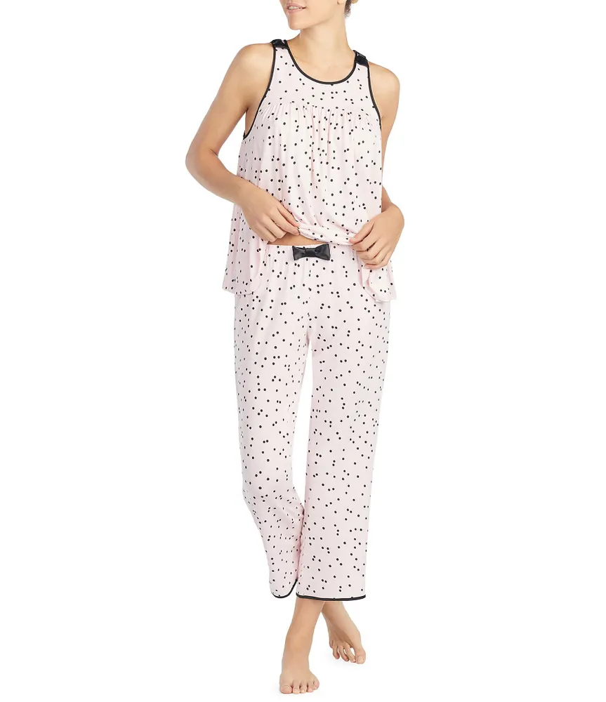 kate spade new york Dot Print Jersey Cropped Coordinating Pajama Set