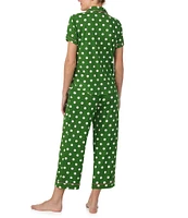 kate spade new york Dot Print Short Sleeve Notch Collar Cropped Jersey Knit Pajama Set