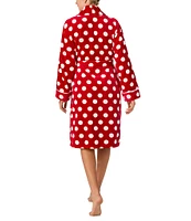 kate spade new york Dotted Print Long Sleeve Shawl Collar Chenille Plush Robe