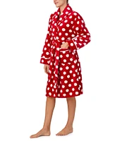 kate spade new york Dotted Print Long Sleeve Shawl Collar Chenille Plush Robe