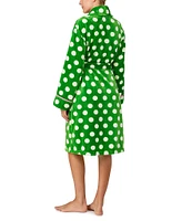 kate spade new york Dotted Print Long Sleeve Shawl Collar Chenille Plush Robe