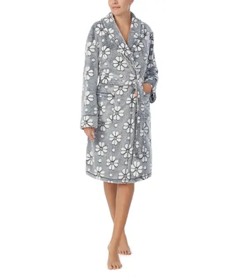 kate spade new york Floral Jacquard Plush Shawl Collar Long Sleeve Robe