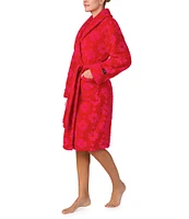 kate spade new york Floral Jacquard Plush Shawl Collar Long Sleeve Robe