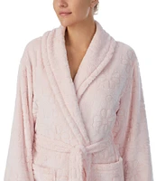 kate spade new york Floral Jacquard Plush Shawl Collar Long Sleeve Robe