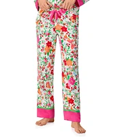 kate spade new york Floral Print Long Sleeve Notch Collar Satin Pant Pajama Set