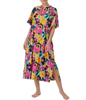 kate spade new york Floral Print Short Sleeve Woven Caftan